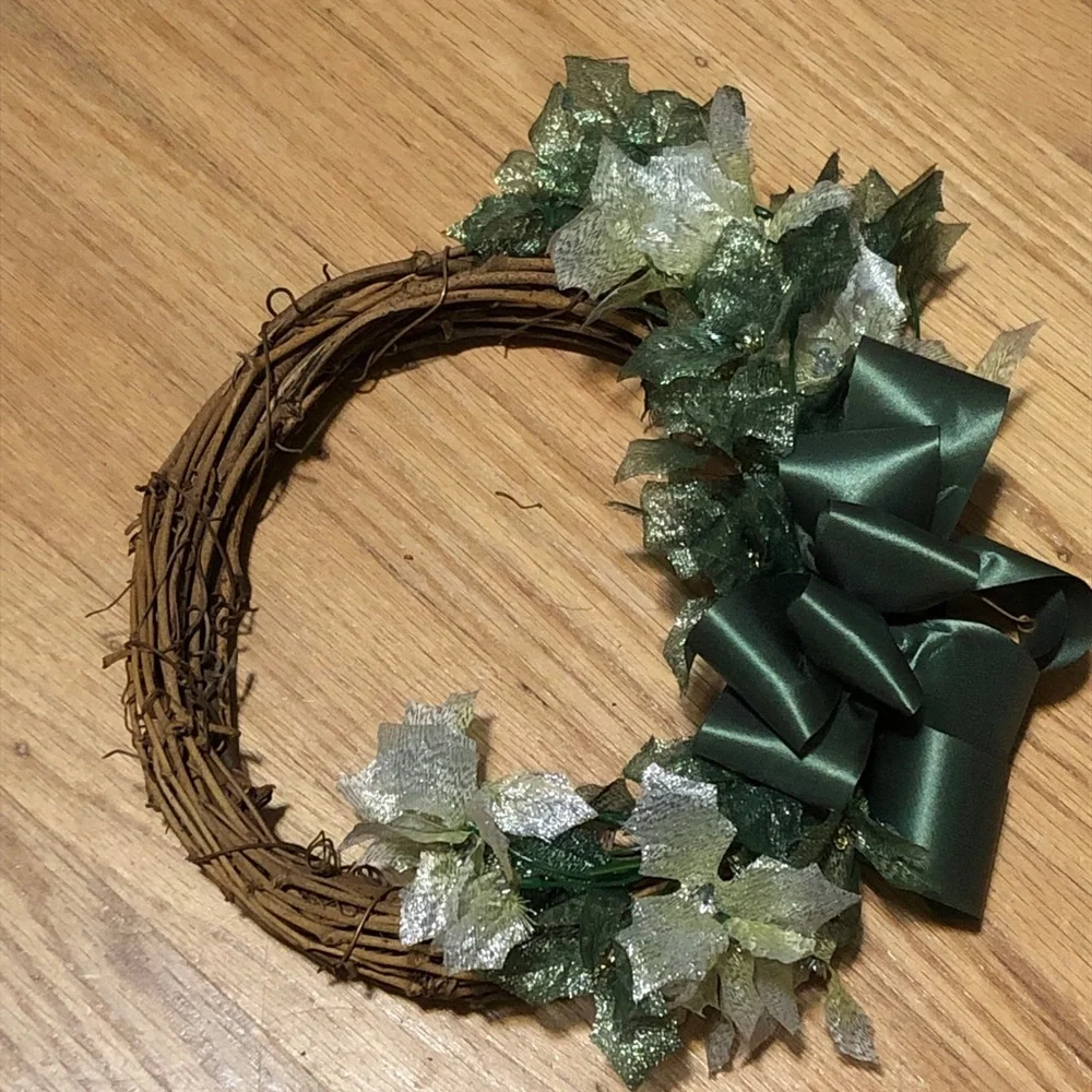 Green boho handmade grapevine wreath